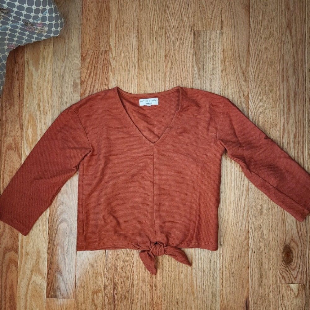 Madewell Texture & Thread Rust Toe Front Long Sleeve Tee size XXS